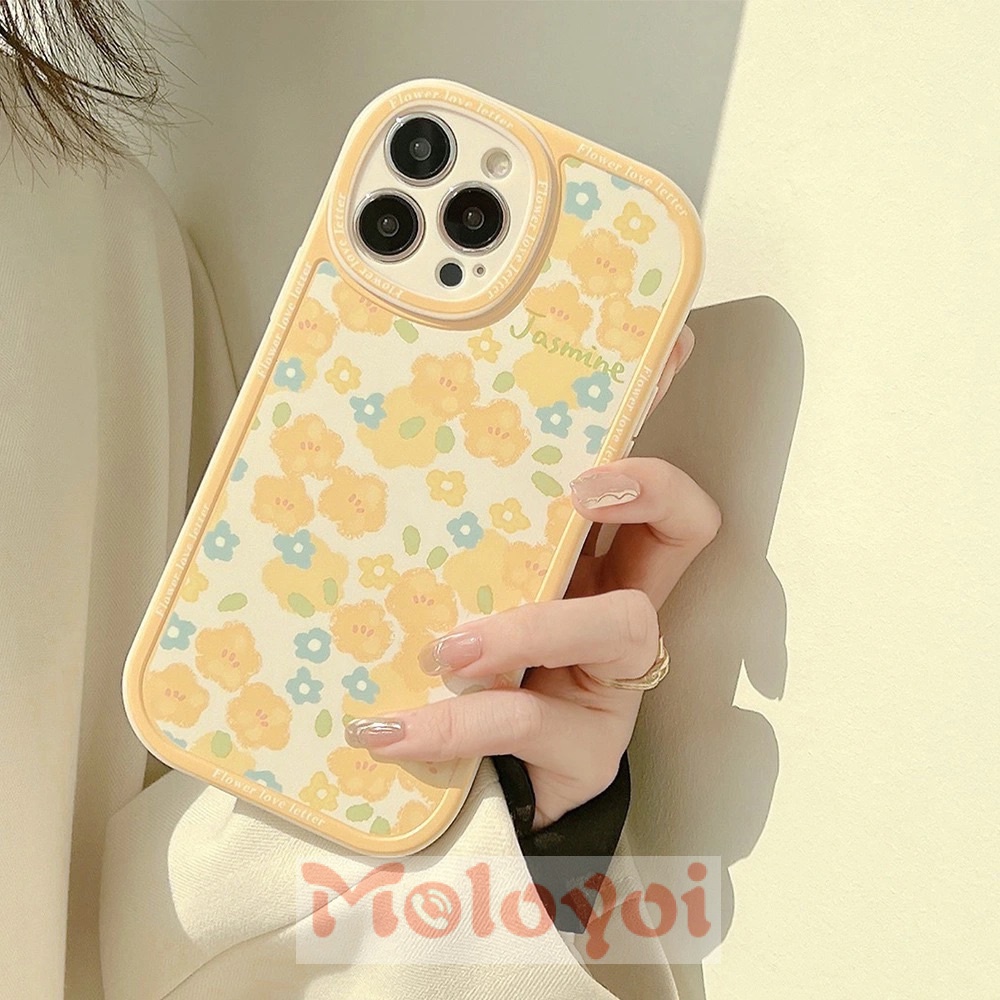 Soft Case TPU Motif Bunga Kuning Gaya Retro Untuk IPhone 7 8 Plus X XR 11 13 112 Pro Max XS Max 7 Plus 8 Plus 6 6s SE 2020