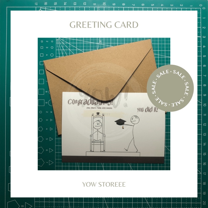 

[YOW CARD] Kartu Ucapan dengan Amplop Kraft Coklat / Greeting Card with Brown Kraft Envelope - Congraduations / Congrats Graduation / Congratulations Graduation Edition - Real Life Sucks - YOW STOREEE