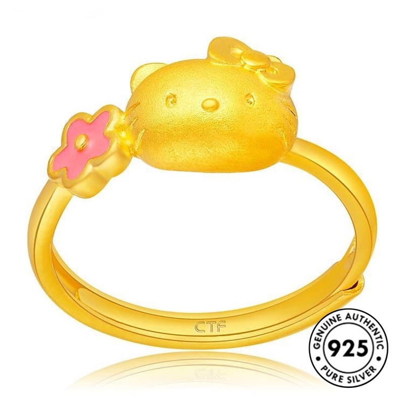 Cincin Lapis Silver 925 Motif Kartun Hellokitty Untuk Wanita