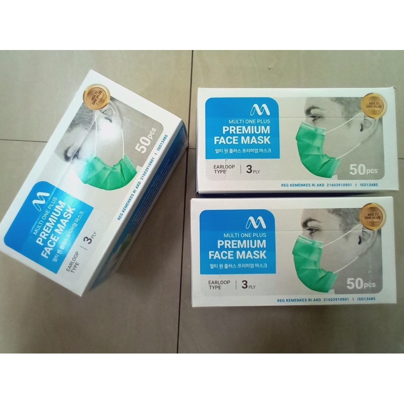 masker earloop kemenkes multi one plus 3 ply/ 3 lapis isi 50 pcs/ masker medis/ masker murah