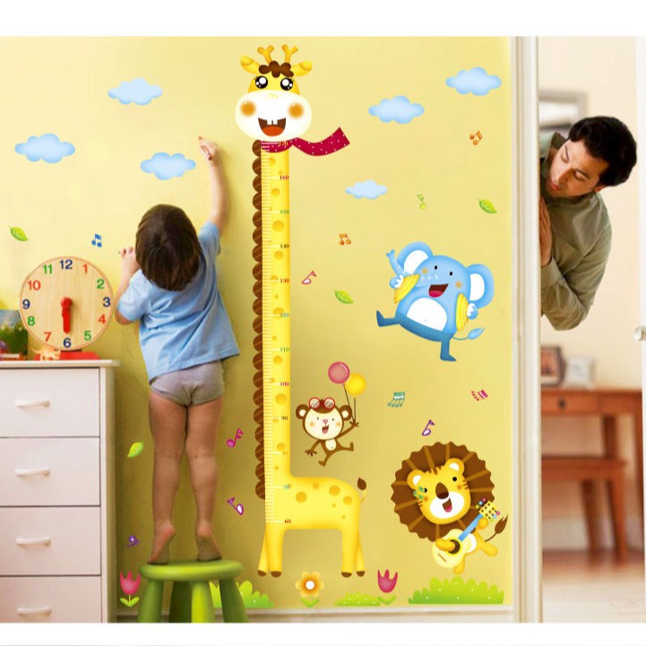 RELIZA WALL STICKER PENGUKUR TINGGI BADAN JERAPAH ANIMAL GROW UP STIKER DINDING XY 1105