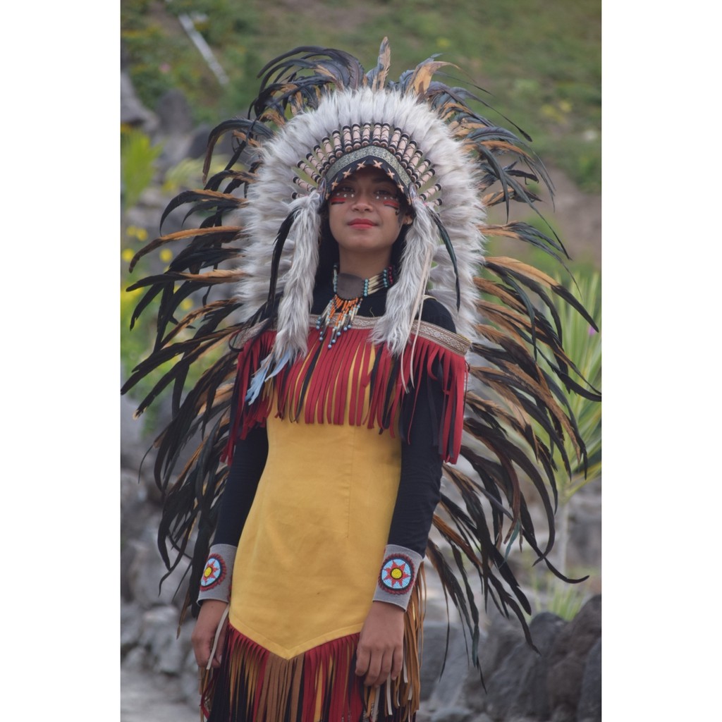 TOPI INDIAN - INDIAN HEADDRESS MEDIUM AYAM BILABONG NATURAL COKLAT