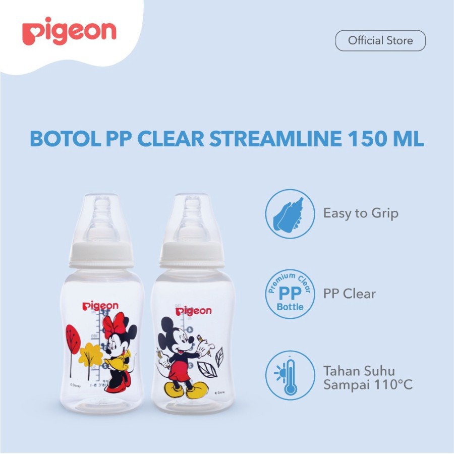 PIGEON PP CLEAR STREAMLINE MICKEY 150ML W/ S-TYPE NIPPLE PR010820