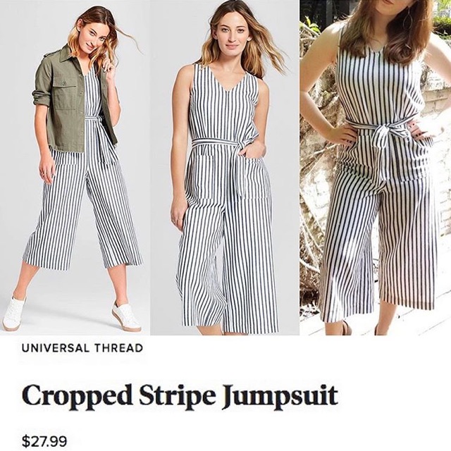 Universal thread cropped stripe jumpsuit