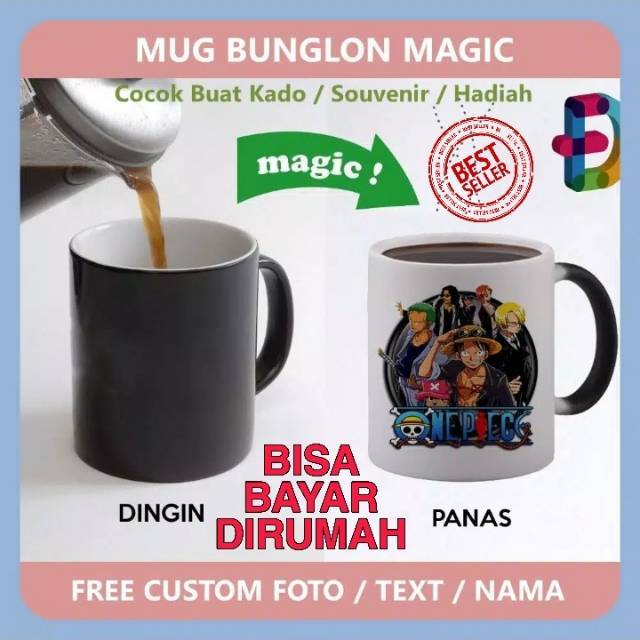 Mug cangkir gelas custom bunglon magic berubah warna