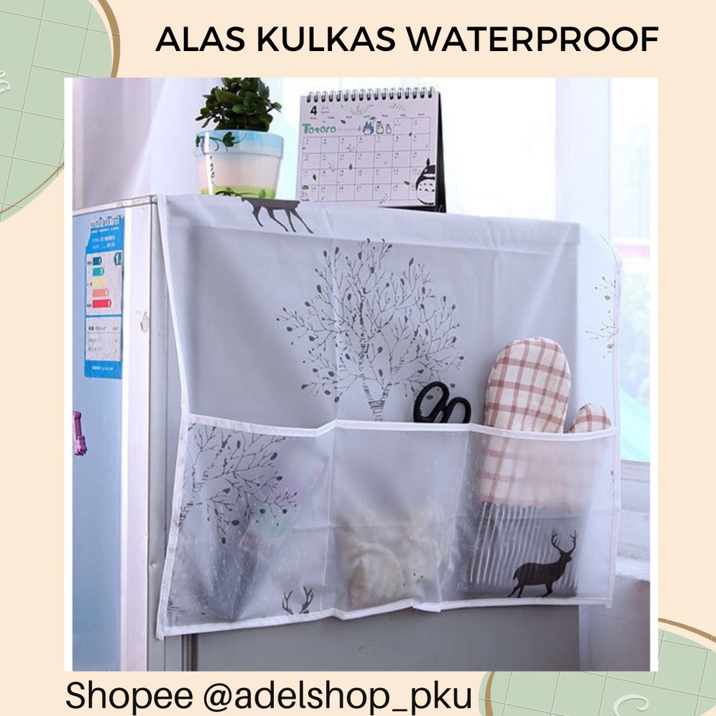 Cover Pelindung Kulkas Dengan Kantong Storage Penyimpanan Penutup /Alas Kulkas Waterproof