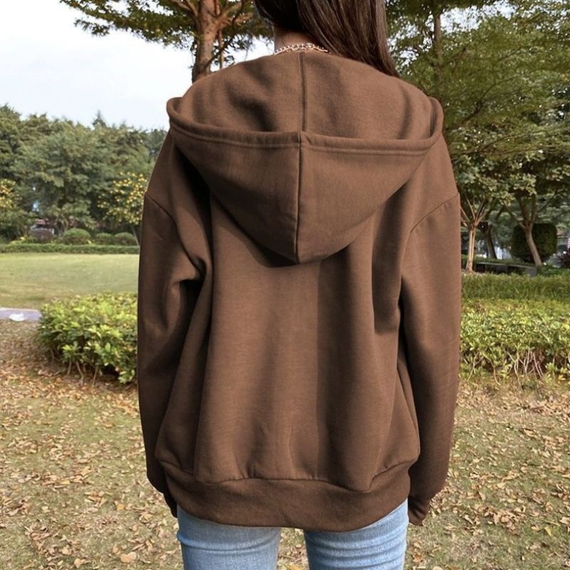 Jaket Hoodie Polos Resleting Mocca Zipper Wanita &amp; Pria Distro Oversize Carla