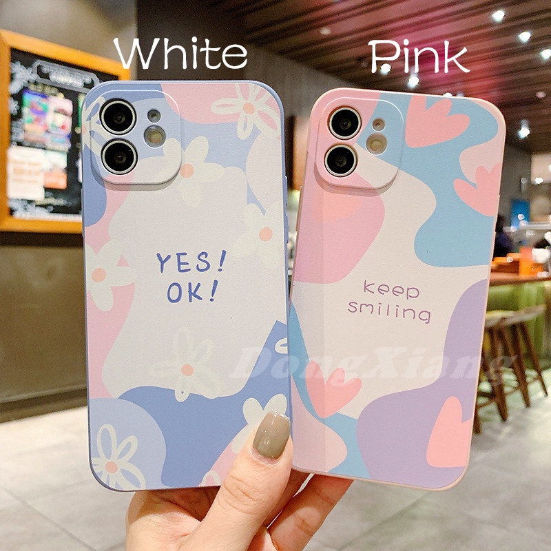 Keren Case Hp Case for Redmi 10 Note 10 Pro Note10S Note9S Xiaomi Poco X3 Pro X3NFC M3 Note8 Keep Smiling YES OK Chrysanthemum Pattern TPU Phone Cover Murah-Bisa COD DGX