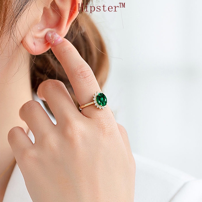 Retro Fashion Hot Sale Inlaid Emerald Ring