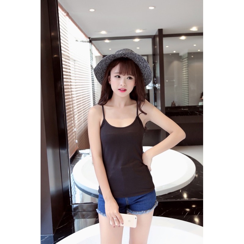 Victoria Tank Top Tali Wanita Polos Gaya Korea Import 4031