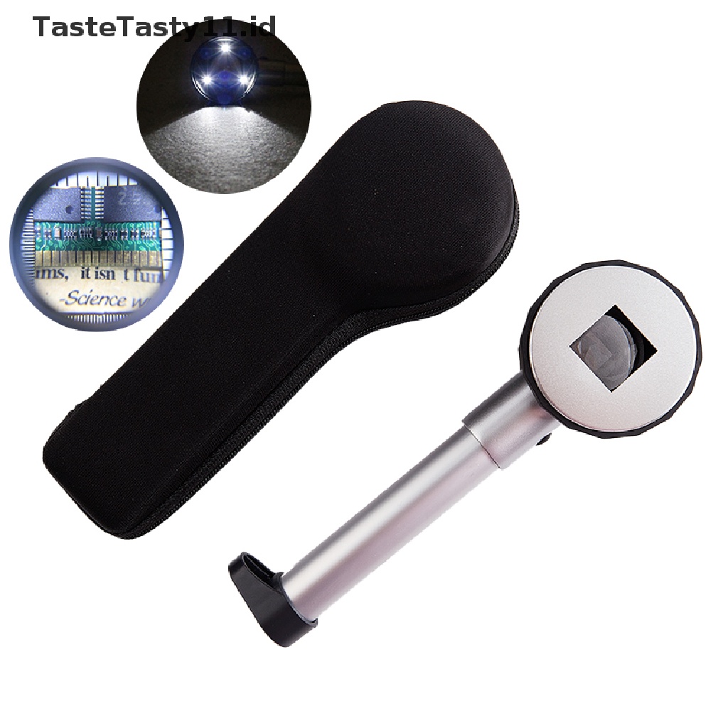 【TasteTasty】 Handle Magnifier 10X Dermatoscope Clear Vision With Measure Scale Led Light .