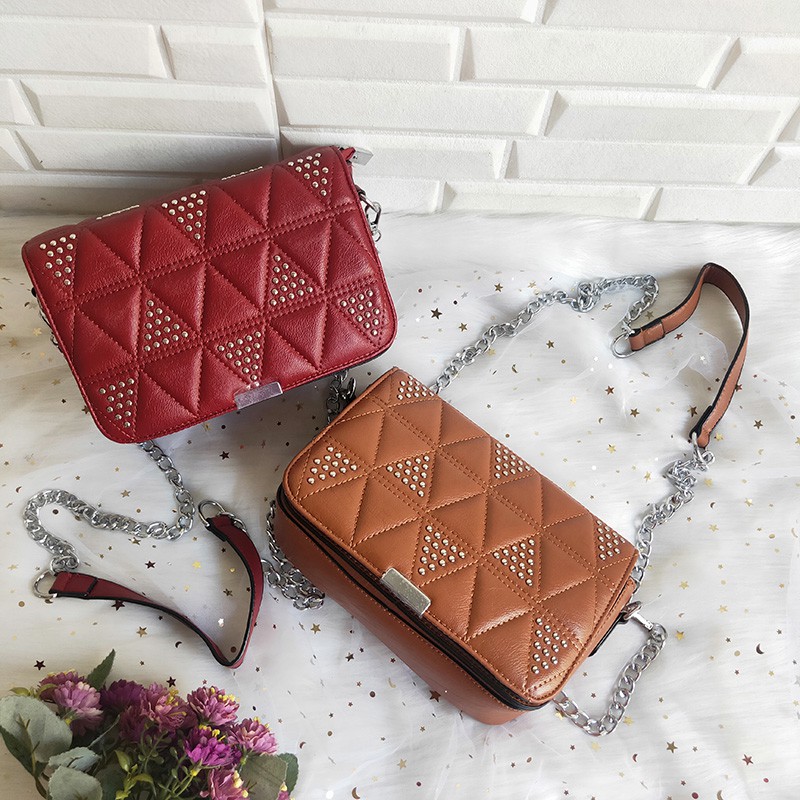 tas impor wanita selempang bahan kulit sentetis batam murah sling bag tali rantai