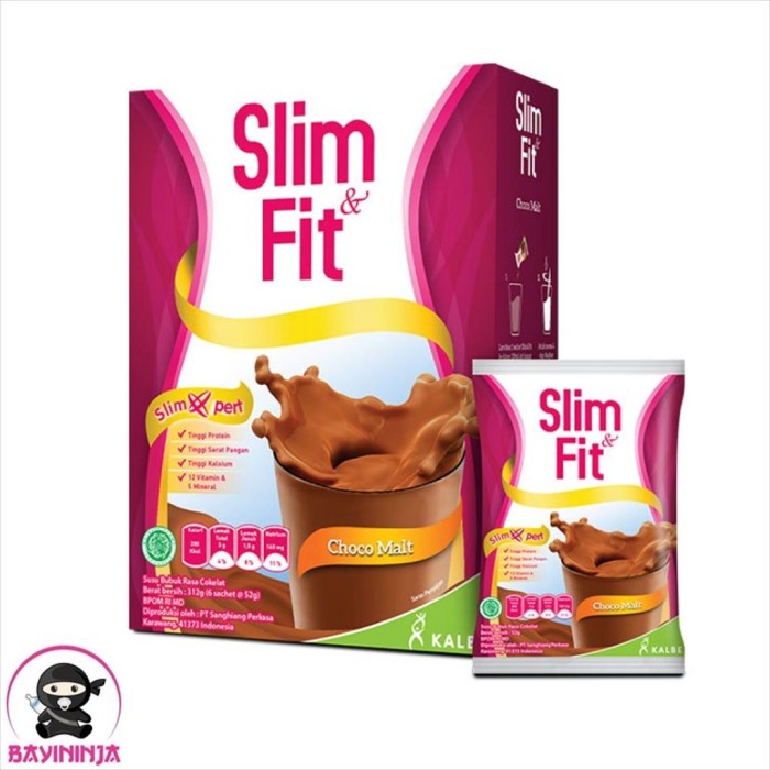 

SLIMFIT SLIM FIT Milk Susu Bubuk Choco Malt Box 312 g T-Ninjabayi 01