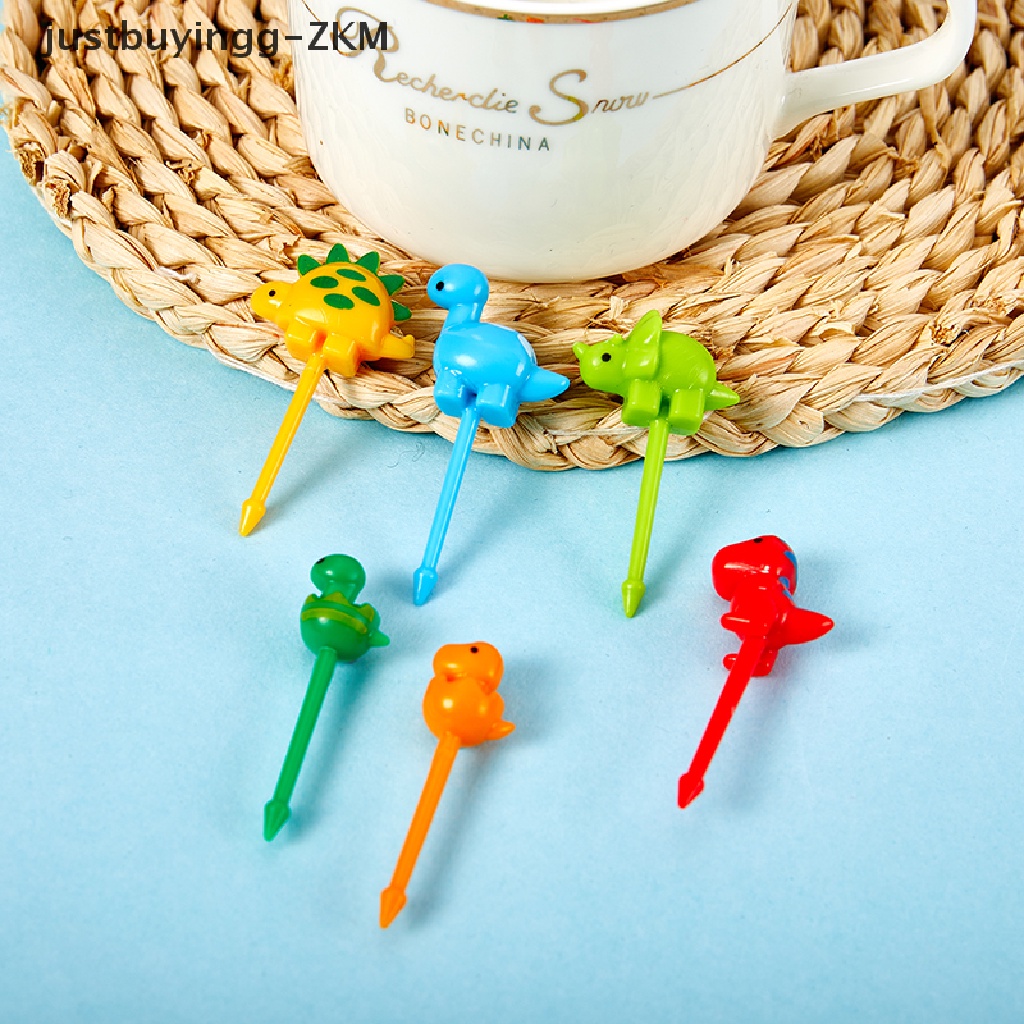 [justbuyingg] 6pcs Animal Farm Dinosaur Fruit Fork Toothpick Bento Lunches Party Decoration [zkm]