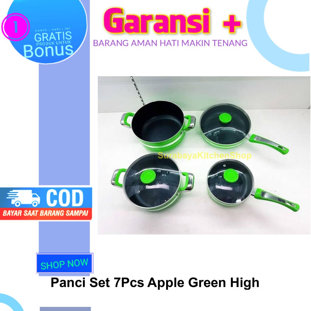 Panci Set 7Pcs Apple Green High Quality