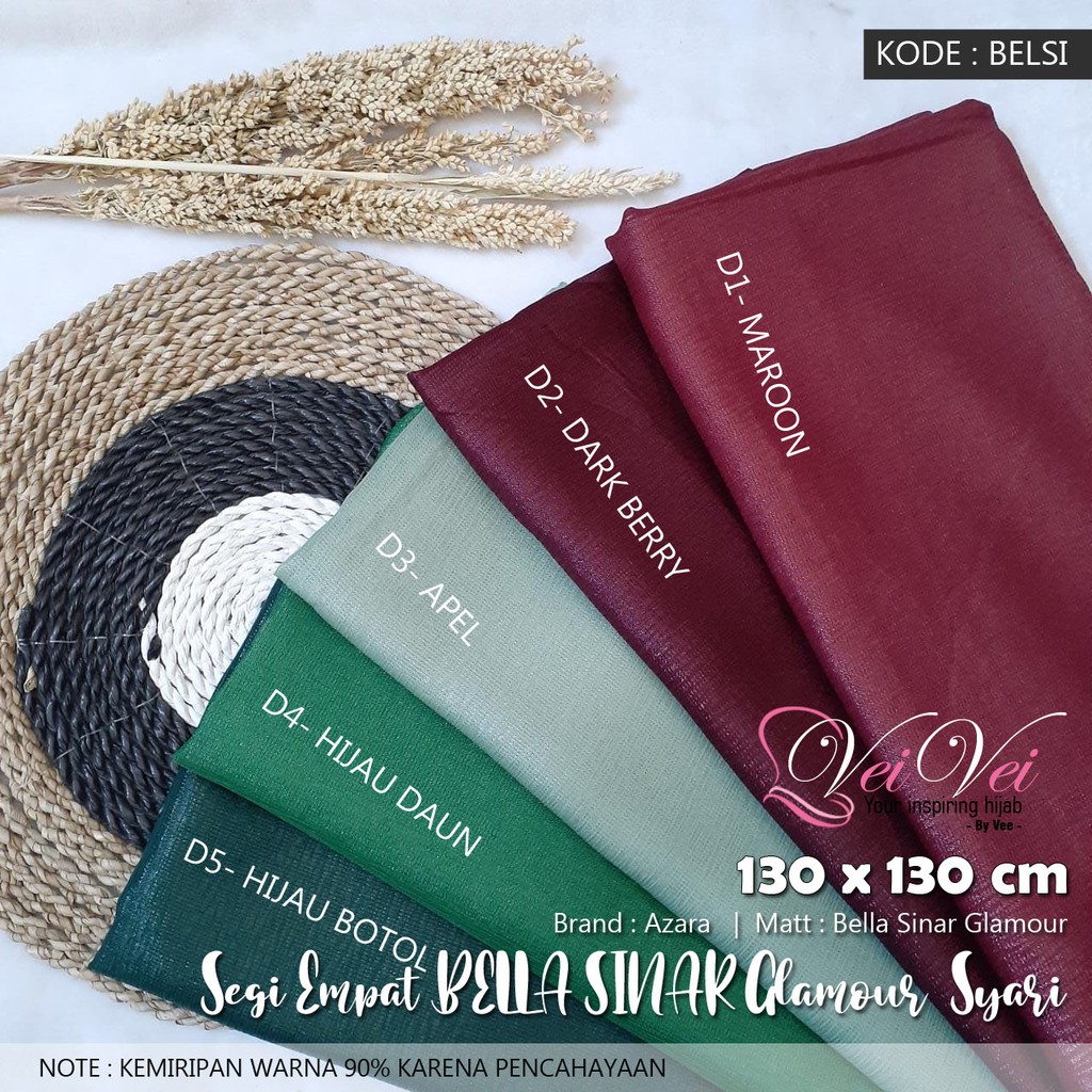 [ 130 x 130 cm] BELLA SINAR GLAMOUR PESTA - JILBAB PESTA SEGI EMPAT SYARI JUMBO AZARA-4
