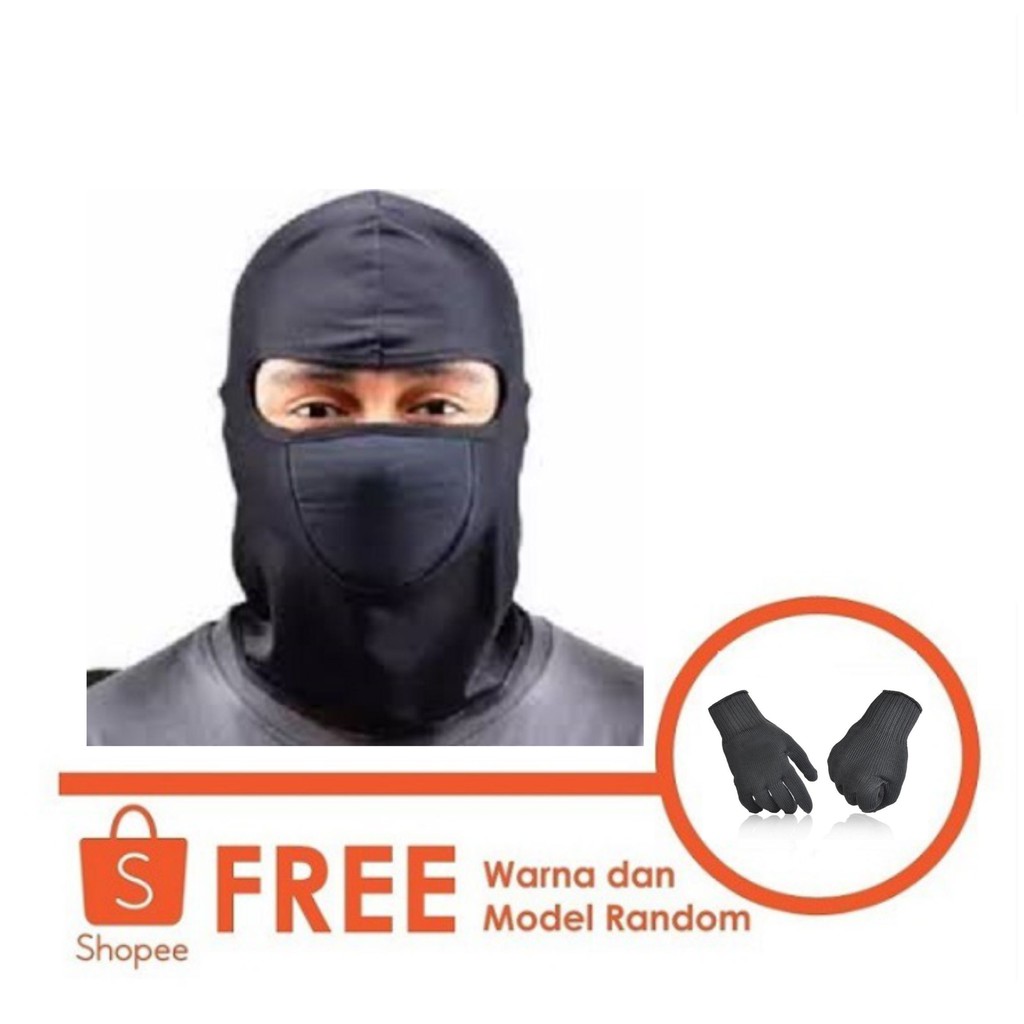 Masker Ninja Hitam Polos Berhadiah Sarung Tangan