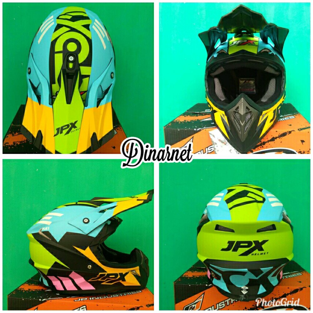 Helm Cross Jpx Fox 1 Full Face Standar SNI Trail Trabas Supermoto Klx X19 Hype Black Hitam