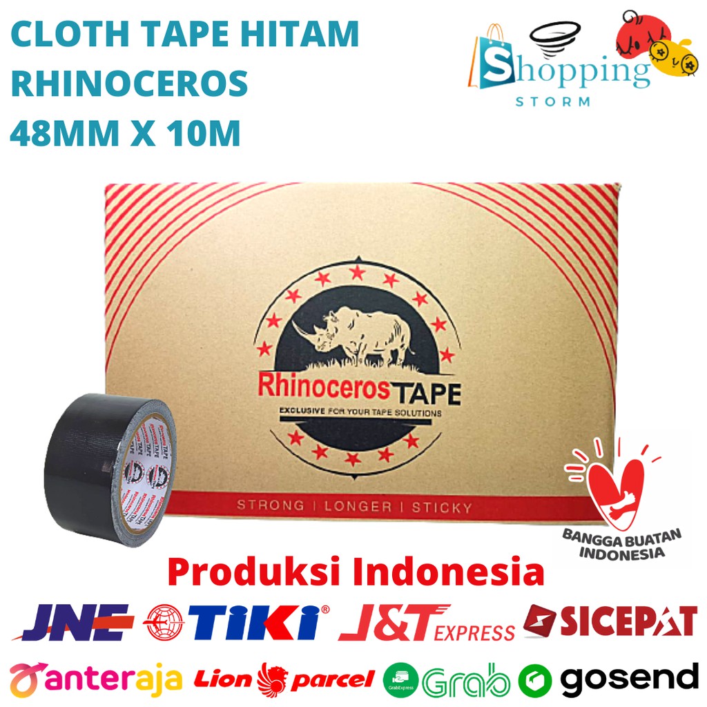 

Cloth Tape RHINOCEROS Lakban Kain Lakban Jilid 48MMx10METER @72Pcs/Dus GRAB/GOJEK