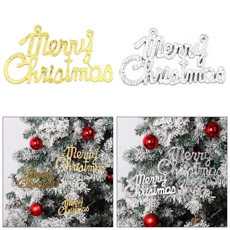 Liontin Kartu Alfabet Inggris Model Gantung Warna Emas Silver Untuk Dekorasi Natal
