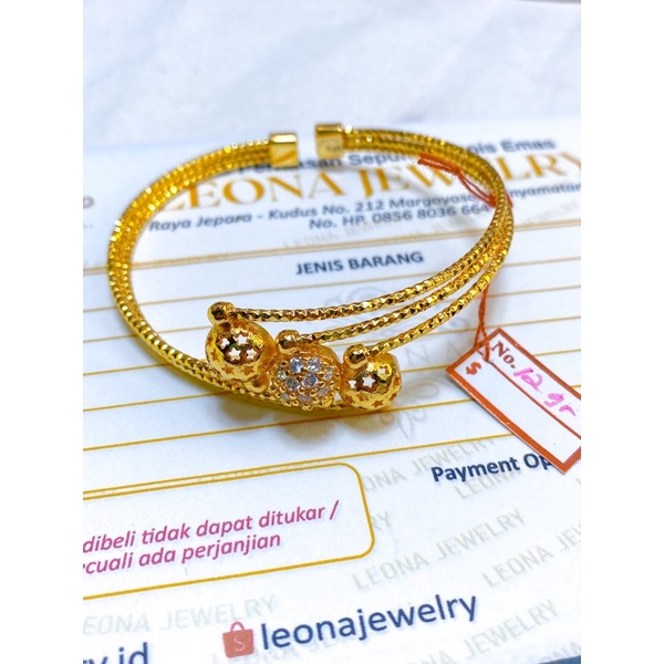 Gelang Bangle Bola Permata 01 TITANIUM lapis emas