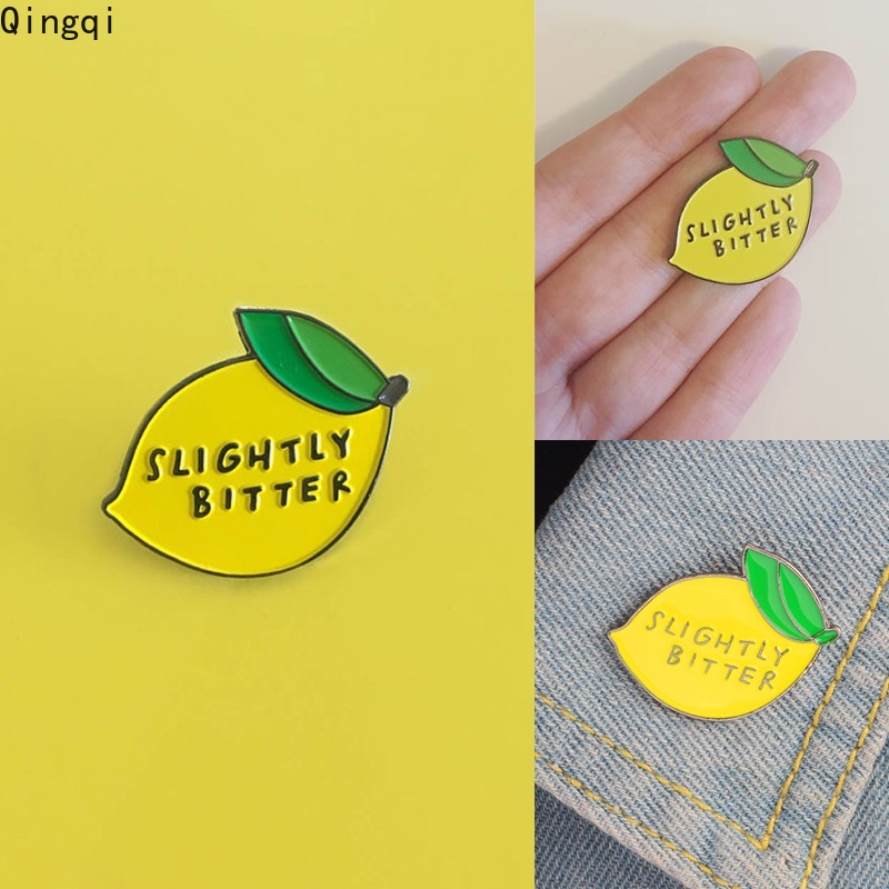 Bros Pin Enamel Bentuk Kartun Buah Lemon Kuning Untuk Aksesoris