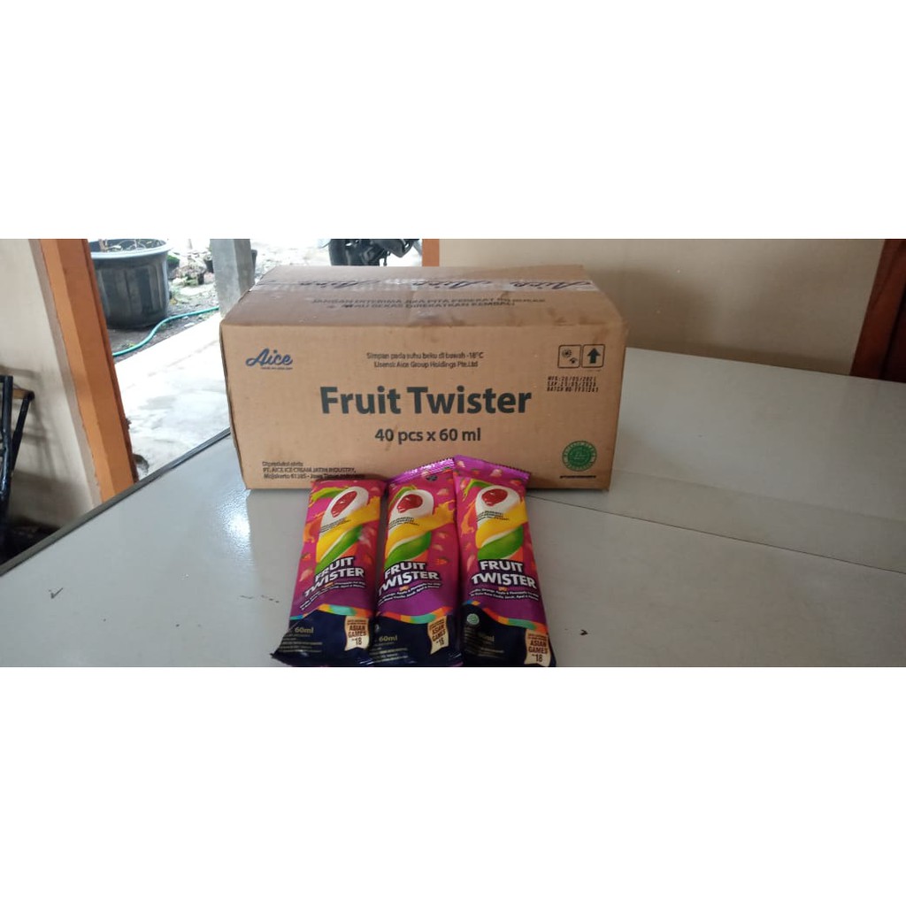 

Es Krim Aice Color Fruit Twister isi 40/ Ice Cream Aice Fruit Twister 1dus 3000an
