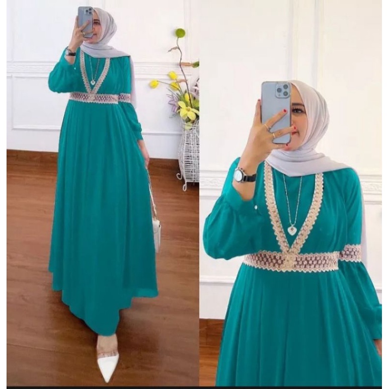 invinov - Baju Gamis Wanita Busui Ceruty Premium All Size