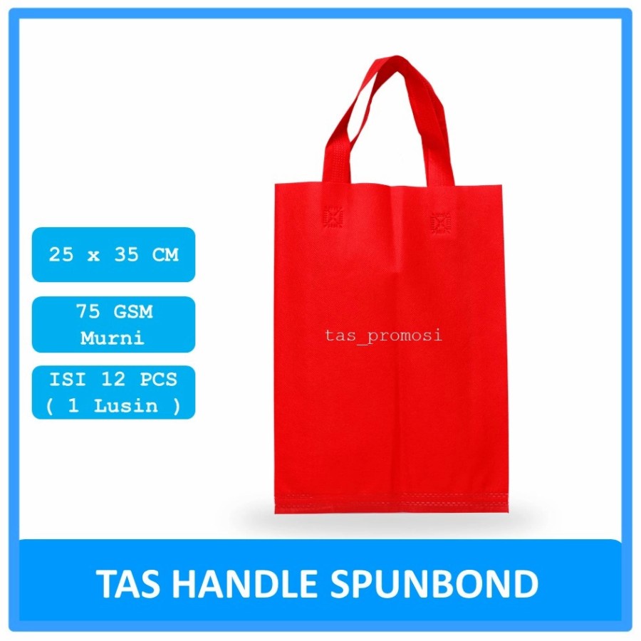 

ISI 12 PCS Tas Spunbond Handle Uk 25x35 / Tas Souvenir / Kantong TAS