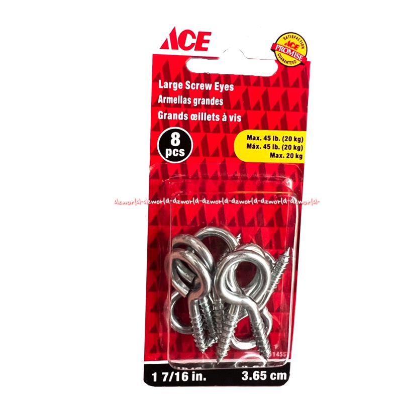 Ace Large Screw Eyes 8pcs Alat Paku Baut Mata Model Scrup Skrup Besar Jumbo Acee Skrew Kait