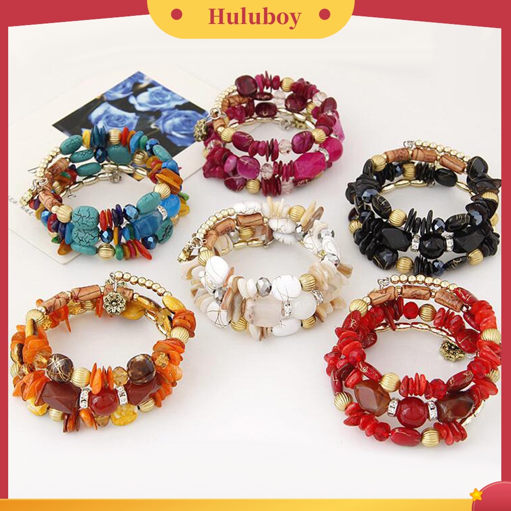 Hu Hu Hu Hu Hu Alat Bantu Pasang Kacamata♡ Gelang Tangan Manikmanik Kaca Multi Layer Gaya Etnik Bohemian Untuk Wanita