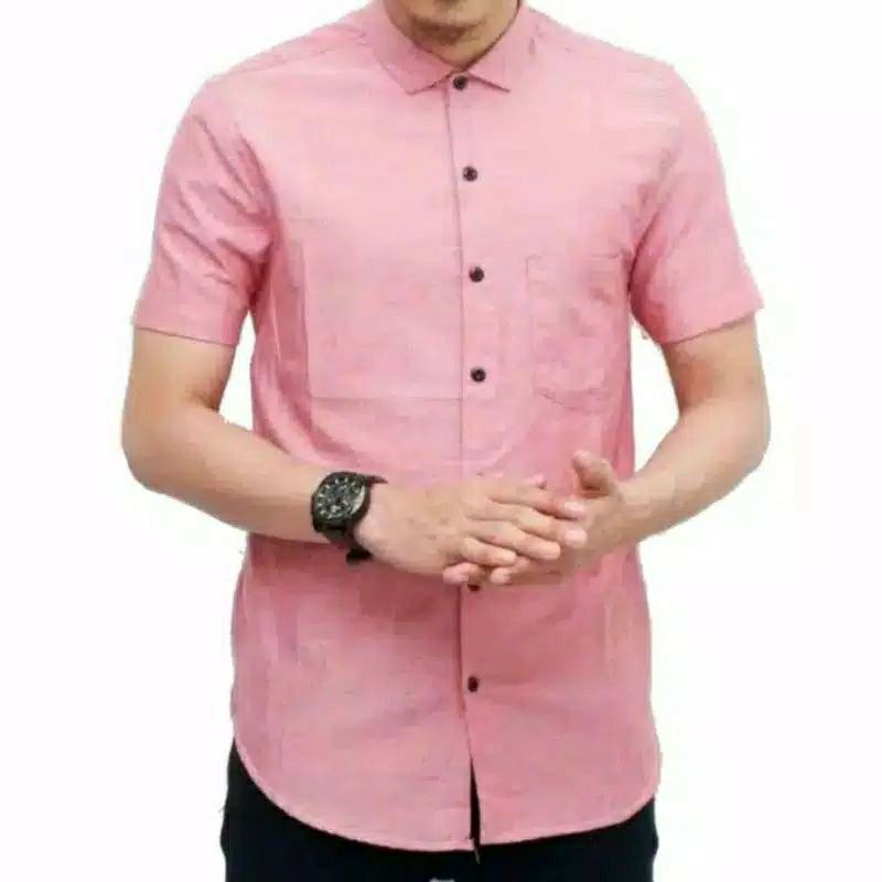 Kemeja pria polos lengan pendek side m l xl