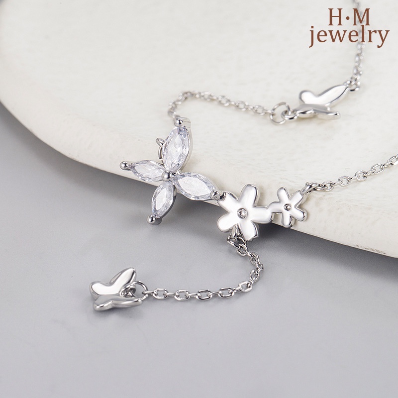 Butterfly Kalung Rantai Dengan Liontin Kupu-Kupu + Bunga + Rumbai Untuk Wanita 2022