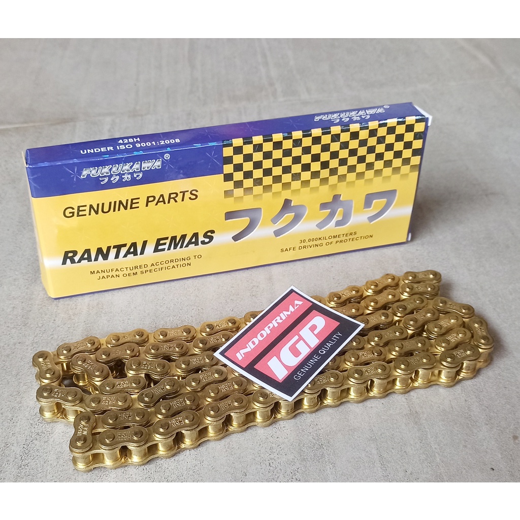 FUKUKAWA RANTAI GOLD 120. RANTAI RACING WARNA EMAS 428H UNTUK SEMUA MOTOR