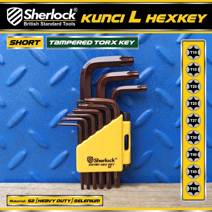 Kunci L Bintang Set 9pcs (Pendek) / Sherlock Kunci L Torx Key Tampered