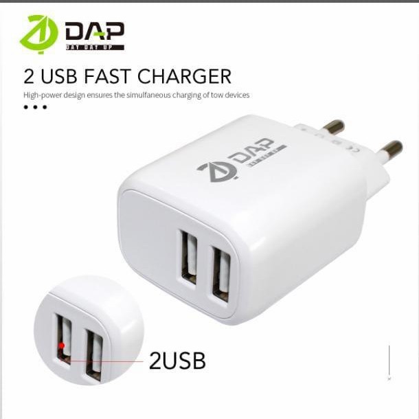 DAP D-A2N Travel Charger 2.4A 2 USB Port Fast Charger+Kabel Data Micro