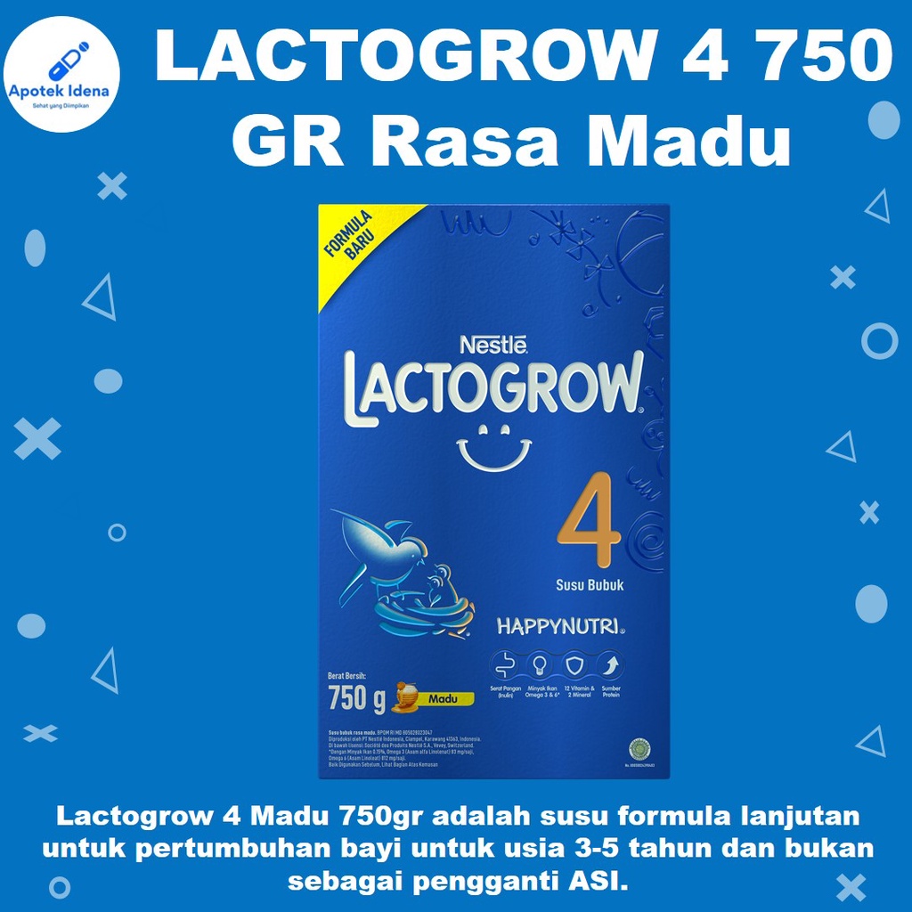 

Nestle LACTOGROW 4 HAPPYNUTRI Rasa Madu 750 GR Susu Formula Pertumbuhan Anak Usia 3 - 5 Tahun