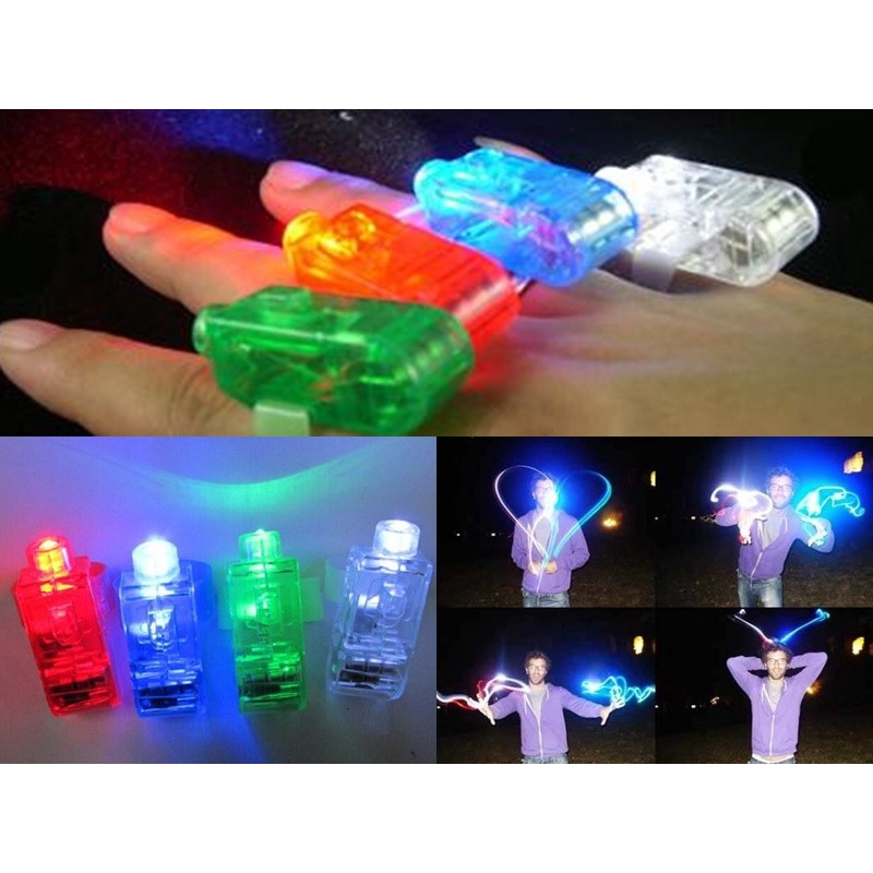 Led finger laser party ( DPT 4 PCS )  light tail fotografi photography party lampu jari warna warni effect camera