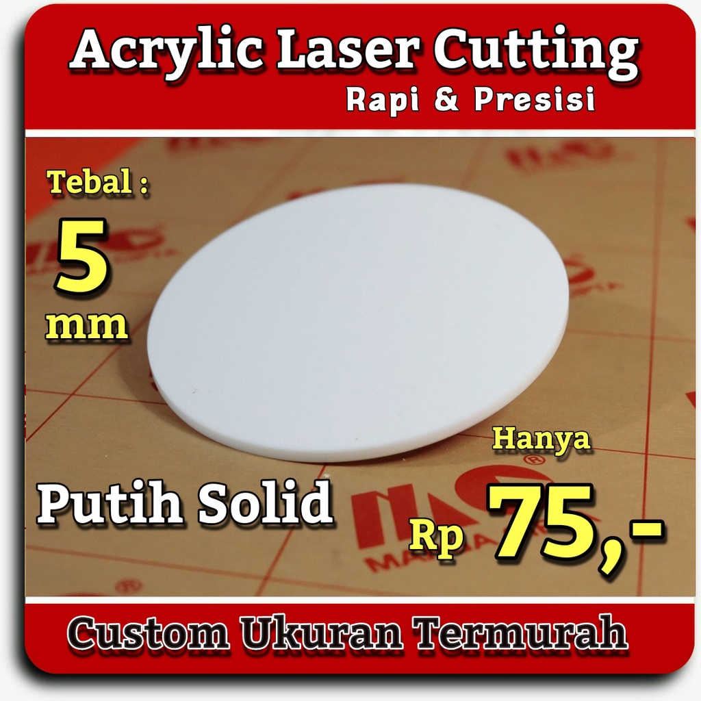 Acrylic Bulat Putih Solid 5mm Akrilik Custom Laser Cutting Diameter