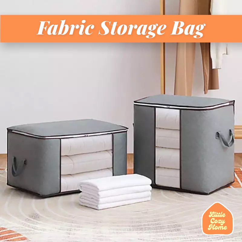 Fabric Storage Bag / Tempat Penyimpanan Pakaian Bed Cover Jumbo / Sprei Kotak Penyimpanan Baju Selimut Serbaguna Multifungsi Bamboo Storage