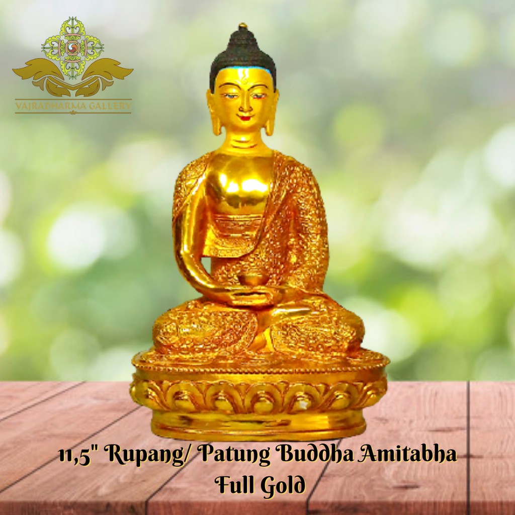 Rupang/ Patung/ Arca Buddha Amitabha 11.5 Inch Full Gold