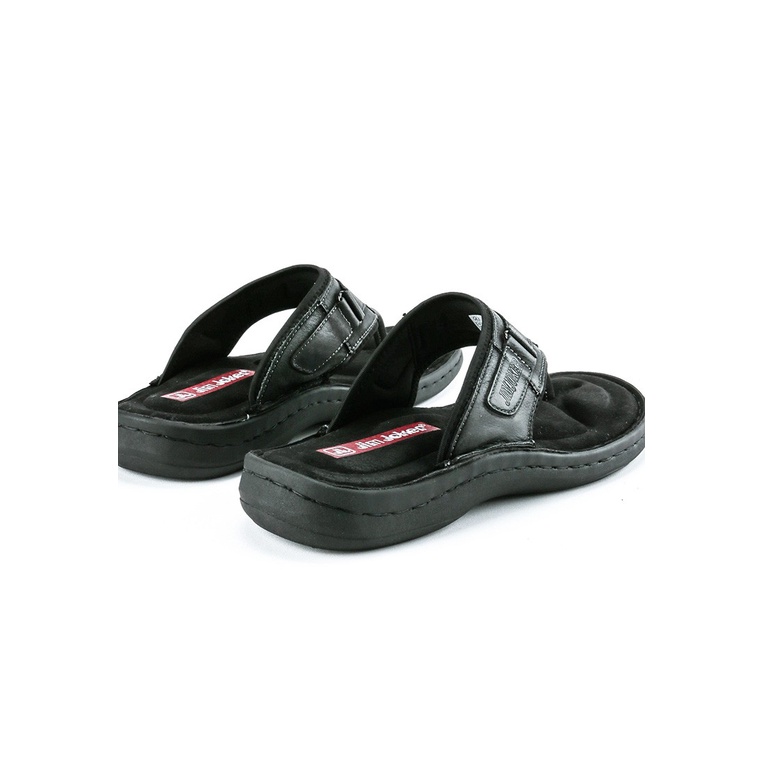 SANDAL CASUAL JIM JOKER PRIA ORIGINAL JEPIT KULIT BRANDED HITAM JJ03