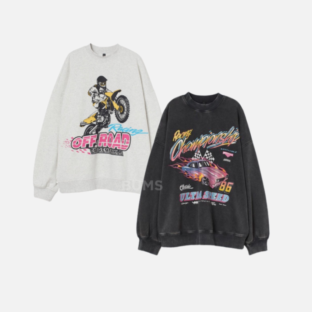 H&M Racing Offroad & Championship Oversized Printed Sweatshirt - Sweater / Crewneck HnM Racing Colle