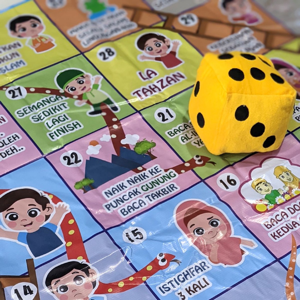 Playmat Ular Tangga Anak Muslim Edukatif – Karpet Bermain + Dadu | GERAI MAINAN EDUKATIF