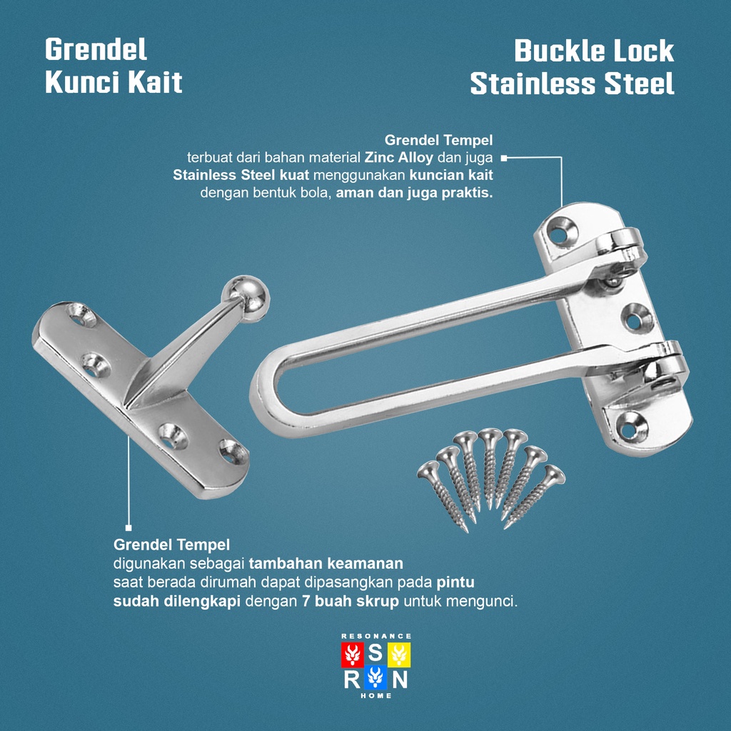 Grendel Pengait Pintu Rumah / Latching Lock Buckle /  Grendel Pintu Resonance Home