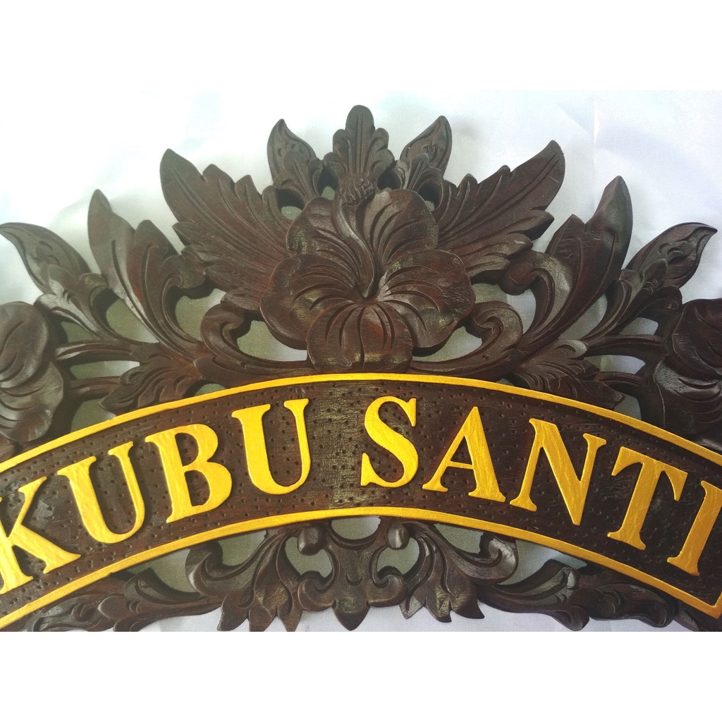 Name plate papan nama gantung dinding motif bunga pucuk