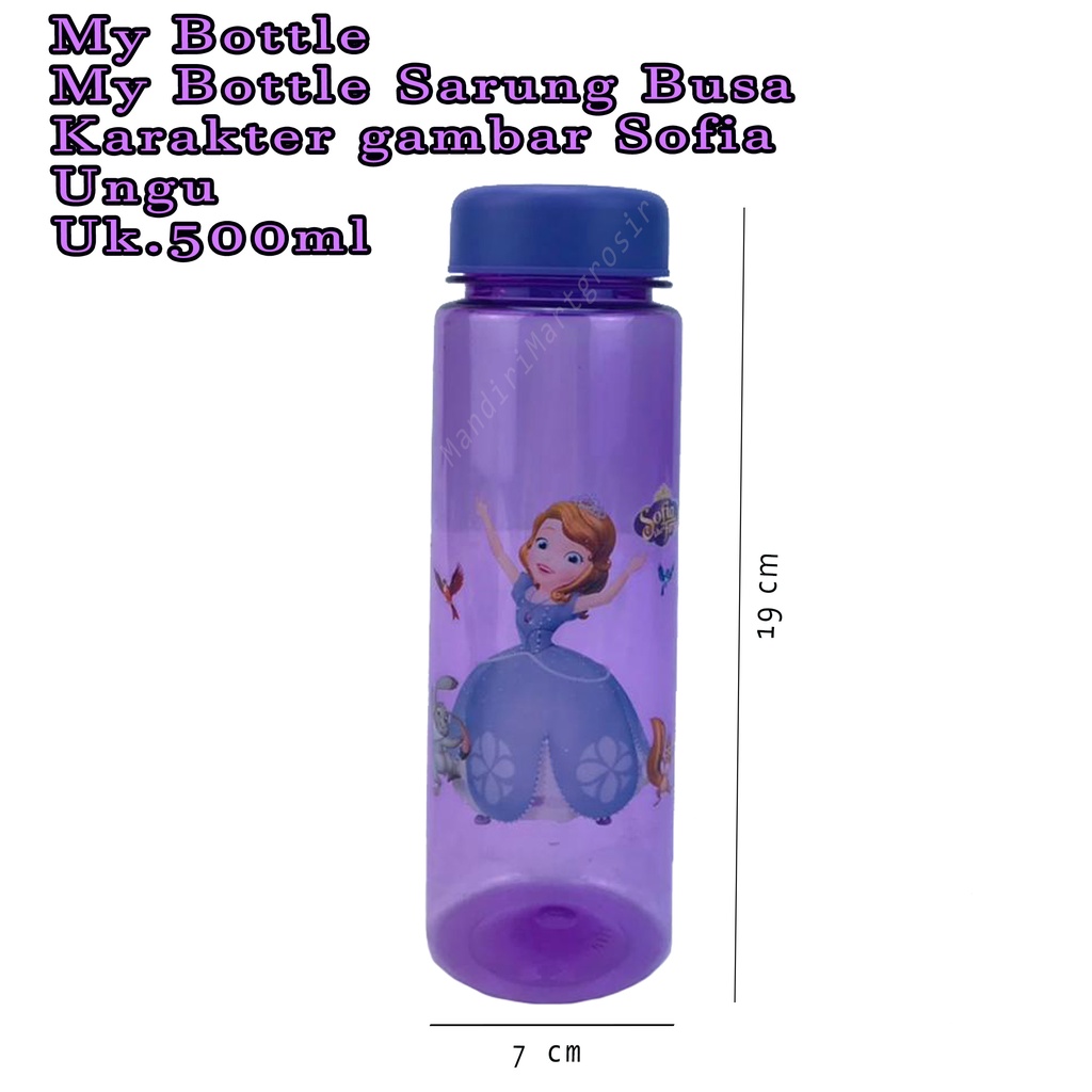 Botol Air * My Bottle Sarung Busa * botol minum * karakter gambar Sopia Ungu * 500ml