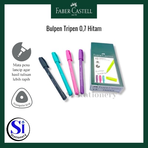 

Pulpen Tripen 0.7mm Hitam Faber Castell Isi 12 pcs