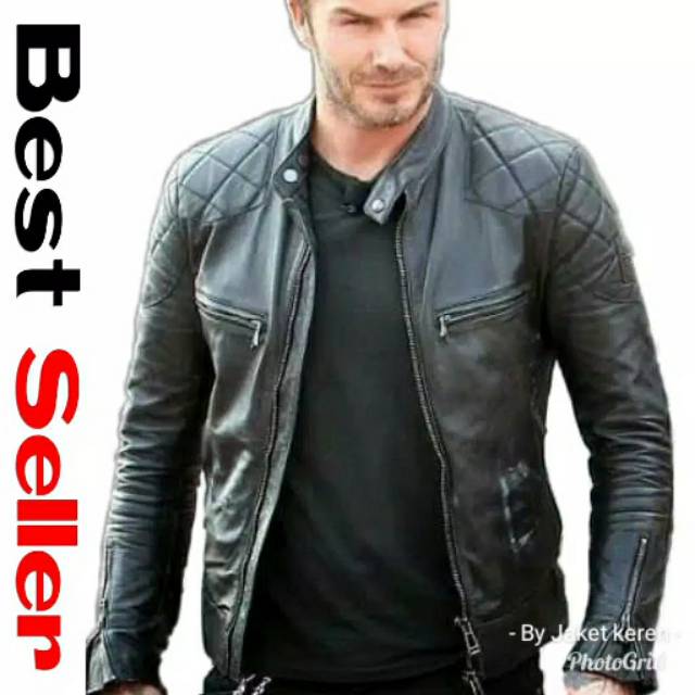 JAKET PRIA TREND LAKI-LAKI JAKET KULIT COWOK ABU HITAM MERAH KOMBINASI ASLI GARUT