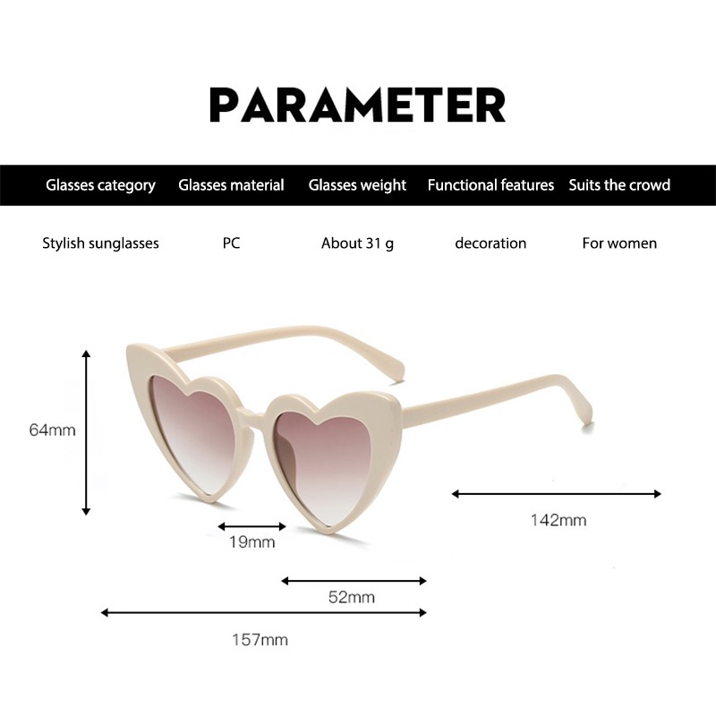 COD❤️Kacamata Hitam Love Fashion Wanita Korea Wajah Besar Retro Cinta Musim Panas Perjalanan Pose Kerai Sunglasses-A.one